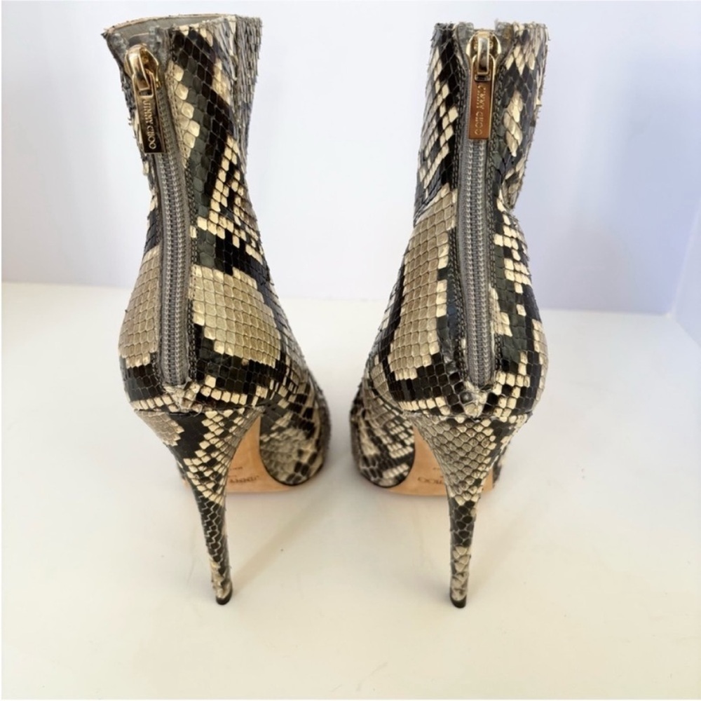 Jimmy Choo Ankle Boots Stiletto Python Snakeskin Archival Leather Black Size 40 - Picture 10 of 15